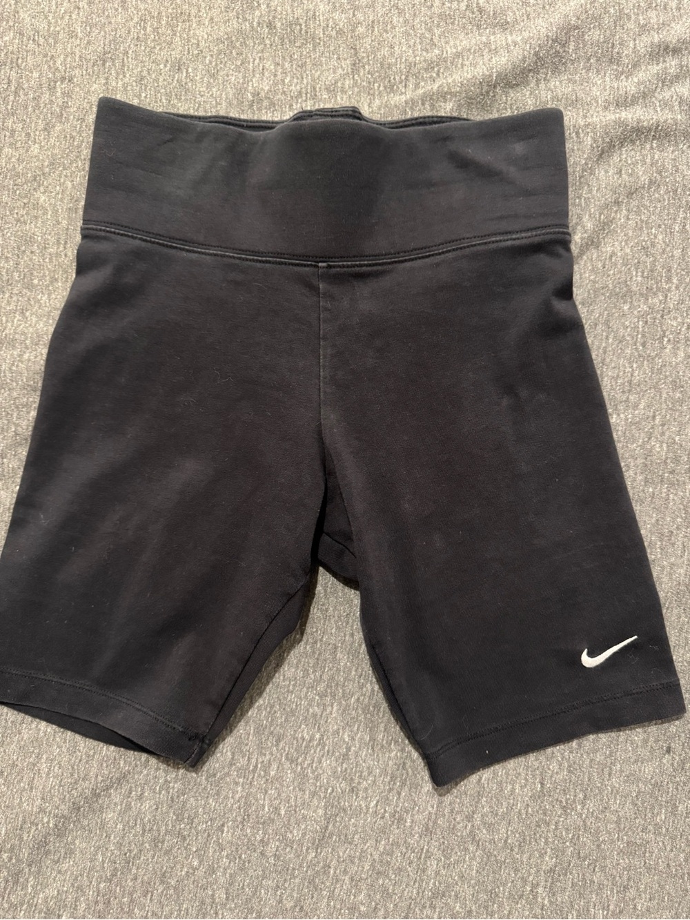 Nike Black High-Rise Bike Shorts with White Swoosh